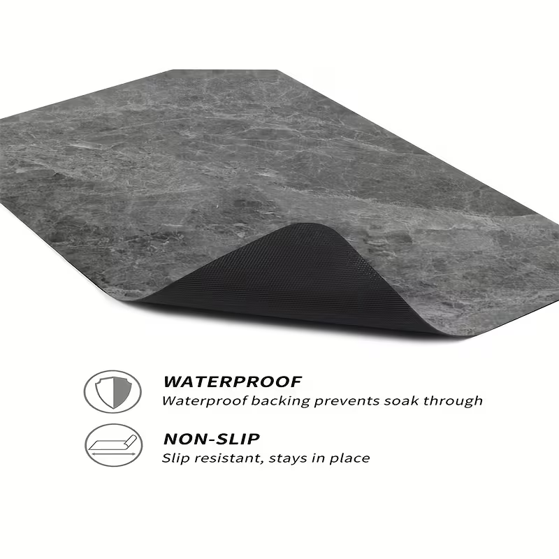 Gray mat with waterproof and non-slip features on a white background